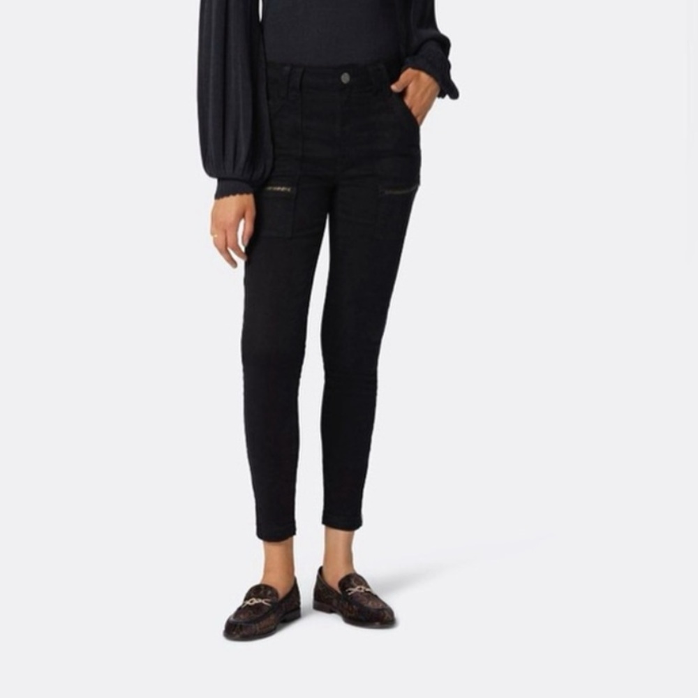 Joie Black Velvet Zipper Utility Moto Jeans Park Skinny Mid Rise Pants size 27